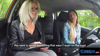 Student Licks Examiners Pussy and takes BIG DILDO in her Wet Pussy - Fake Driving School