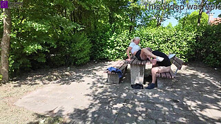 Public bareback sex with a stranger, creampie, and mouth piss at a rest stop! Part 3