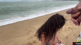 Girl Can I Cum On Your Tits? - Public Penis Flashing On The Beach