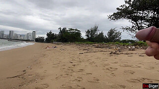 Girl Can I Cum On Your Tits? - Public Penis Flashing On The Beach