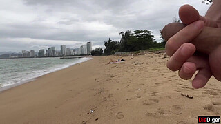 Girl Can I Cum On Your Tits? - Public Penis Flashing On The Beach