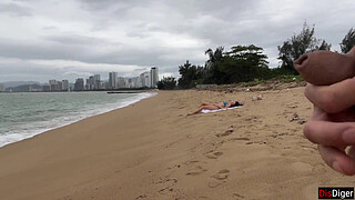 Girl Can I Cum On Your Tits? - Public Penis Flashing On The Beach