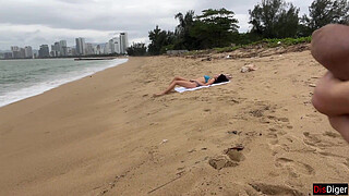 Girl Can I Cum On Your Tits? - Public Penis Flashing On The Beach