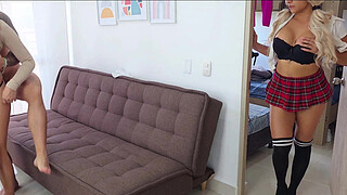 Stepdad wants it all! He's fucking his stepdaughter and his wife in the same house