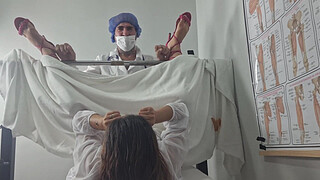 Cuckold groom takes his bride to the doctor who had to do a gynecological exam!