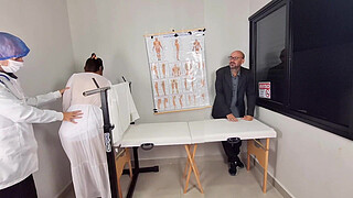 Cuckold groom takes his bride to the doctor who had to do a gynecological exam!