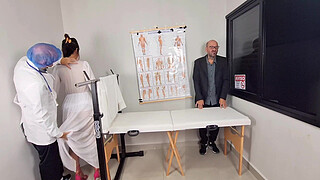 Cuckold groom takes his bride to the doctor who had to do a gynecological exam!