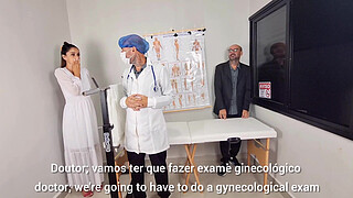 Cuckold groom takes his bride to the doctor who had to do a gynecological exam!