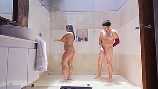 Shower Surprise: Roommate Invades & Fucks Bellattrix Wet Pussy