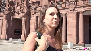 GERMAN SCOUT - REAL ANAL ORGASM OUTDOOR SEX FOR MINI TITS BABE MINA AT STREET CASTING