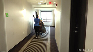 ROOM SERVICE! Slutty Latina maid Jolla fucks hotel guest and makes a mess in the room.