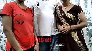 Mumbai fucks Ashu and his sister-in-law together. Clear Hindi Audio.