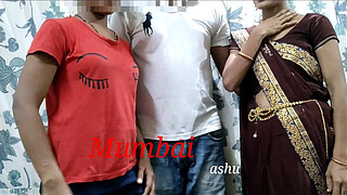 Mumbai fucks Ashu and his sister-in-law together. Clear Hindi Audio.