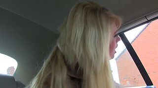 Bustyeager for dick starts masturbating in the car waiting forcocks