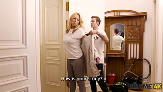 SHAME4K. Boy lets moms sexy girlfriend take a shower at his place