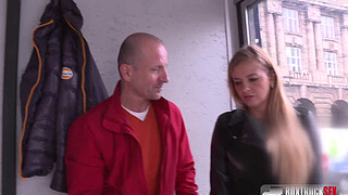 Slender blonde Candy Alexa first time fucking in public