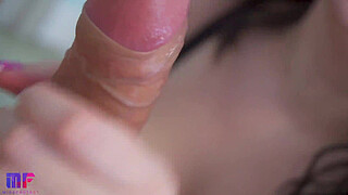 Gentle dick and balls kissing, pov blowjob, dripping cum