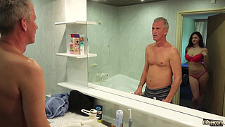 Busty teen gets her pussy fucked by grandpa her big juggs are perfect