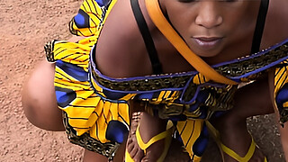 Black banana seller babe seduced for a hot sex