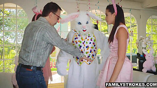 Avi Love gets her hairy muff drilled by horny easter bunny