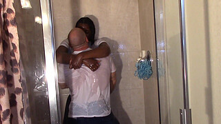 Big Black Butt Grinding White Penis in Shower till they cum