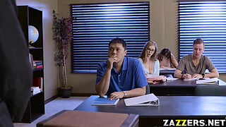 Lena Paul deep throats Jessy Jones penis under the desk