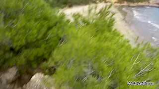 Tourist couple enjoying wild sex in the forest