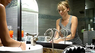 Petite milf Pristine Edge lends a helping hand to her Son