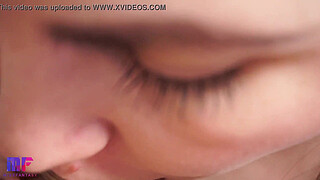 Close-up blowjob with cum in mouth and swallowing