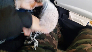 PUBLIC AIRPLANE Handjob and Blowjob - Bella Mur