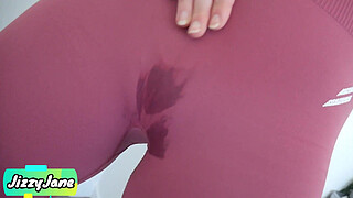 Filled My step Sister's Yoga Pants With Huge Cum Load and Pull Them Up