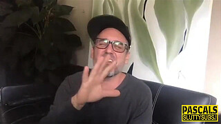 Hot bdsm girl throating penis