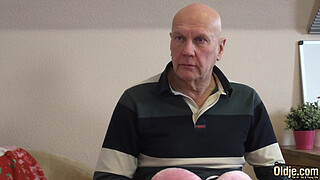 Innocent hot girl getting fucked by old man in her pussy and gets facial cumshot