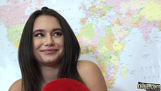 Innocent hot girl getting fucked by old man in her pussy and gets facial cumshot