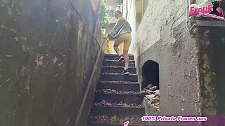 Public amateur sex with German blonde young woman POV