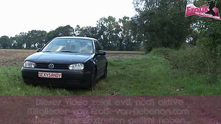 young german amateur teen fucks in standing outdoor with small tits