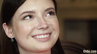 Teen deepthroat blowjob and cumshot from old man with thicc dick