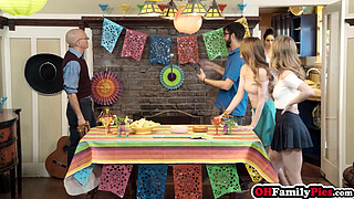 Two hot teens Anya Olsen and sexy Samantha Hayes sucked shaft at the party