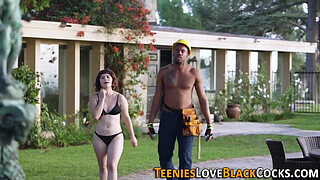 Interracial teen spunked