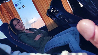 Stranger teen catching me and suck shaft in bus