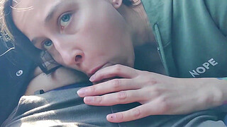 Stranger teen catching me and suck shaft in bus