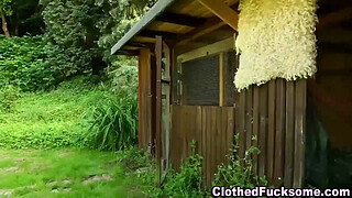 Clothed glam chick slammed