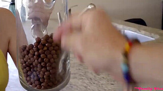 Step brother fucks step sister kitchen front step mom