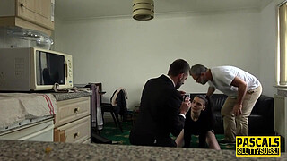 Ballgagged submissive teenager gets pounded