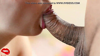 Throbbing oral creampie - close up