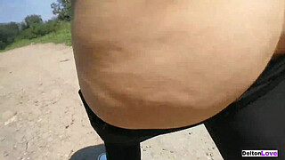 Fucking in public with my ex girlfriend, he sucks me behind a hill