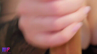 Sensual blowjob, pink lips, dripping cum