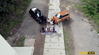 Fake Taxi - hard rough outdoor Orgy with Eden Ivy, Rebecca Volpetti, Lady Gang and Jennifer Mendez with blowjobs, squirting orgasms and hot fucking