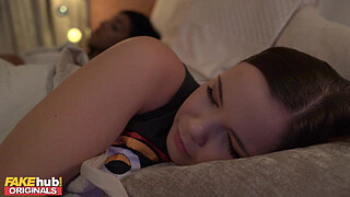 FAKEhub Fucking his Step Sisters BBW Best friend with big natual tits while she <censored> next to them ending in hot threeway