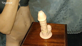 Chick Rides Big Glans Dildo, Toystest